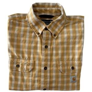 Carhartt Yellow &‎ Tan Short sleeves Button Down Shirt Loose Fit Sz L